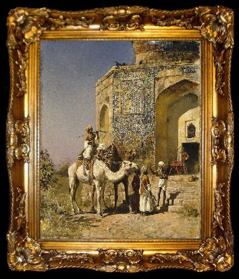 framed  Edwin Lord Weeks The Old Blue-Tiled Mosque Outside of Delhi, India, ta009-2